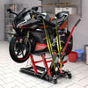 680KG Motorcycle Lift Jack Hydraulic Motorcycle Hoist w/ 4 Wheels-Red