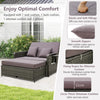 2-in-1 Garden Rattan Sofa Table Set Patio Wicker Daybed w/Adjustable Backrest