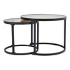 Nesting Teal Colour Glass Coffee Table Sofa Side Round Living Room Furniture Set