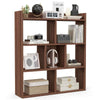GYMAX 7 Cubes Open back Bookshelf Storage Display Shelf Wooden Bookcase Walnut