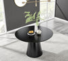 Black Semi-Gloss Round Pedestal Pillar Kitchen Dining Table