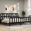 Bed Frame with Headboard Black 200x200 Solid Wood V5N9