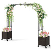 288cm Garden Arch Trellis Outdoor Arbor Archway w/2 Planter Boxes-Black
