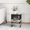 Set of 2 Nightstand 3-Tier Side Table Modern Beside End Table with Flip up Door