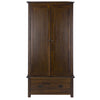 Wardrobe 2 Door 1 Drawer Solid Pine Wooden Bedroom Furniture Clothing Storage