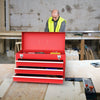 Portable Steel Tool Box Tool Storage Chest w/ 3 Drawers-Red