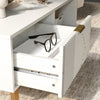 Elegant Coffee Table with Marble Effect & Storage Drawers for Living Room White