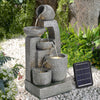 Garden Water Feature Solar Power Outdoor Tiered Pot Cascading Fountain Landscape