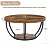 Round Coffee Table, Industrial 2-Tier Circle Coffee Table with Storage Shelves