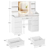 Gunji Dressing Table with 3 Colors LED Mirror Vanity Table Adjustable Brightness