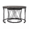 Set of 2 Marble Pattern Top Nesting Coffee Table Side End Table for Living Room