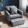Folding Sofa Bed Fabric Grey Sleeper Pull Out Convertible Arm Chair Adjustable