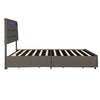 Upholstered Bed with LED Lights and 4 Storage Drawers Platform Bed Frame Grey