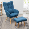 High Wing Back Fireside Grey Velvet Armchair Sofa Lounge Chair and Footstool Set