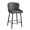 2 pcs Faux Leather / Velvet Bar Stools Diamond Design Soft Upholstered Seat Back