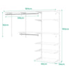 Wall Mounted Closet Organizer System Kit Adjustable Wardrobe Organizer w/ Rods