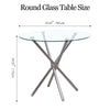 4x Grey Faux Leather Dining Chairs&Round Tempered Glass Silver Legs Dining Table