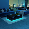 Black Gloss Coffee Table with 4 Drawers & LED Lights Modern 85x55x35cm