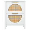 Rattan Wooden Bedside Tables Set of 2 Bedroom 2 Drawer Nightstand Side Tables