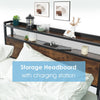 Double Size Bed Frame Bed Platform LED Lights Retro Headboard & 4 Storage NEW