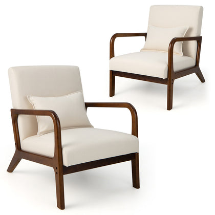 Modern Accent Chair Leisure Chair with Lumbar Pillow Fabric Reading Armchair
