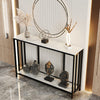 Stone-Top Marble Console Table Black Metal Frame with Shelf Side Table Bookshelf