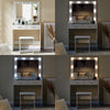 White Dressing table LED With Clear Glass Top Makeup Desk Drawers Stool Vanity