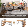 L-Shaped Corner Computer Desk Study Writing Table Workstation with Storage Shelf