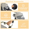 Portable Baby Stroller One-Hand Folding Pushchair W/Adjustable Backrest Footrest