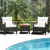 3Pcs Outdoor Furniture Set Garden Rattan Sofa Table Set w/Removable Cushion