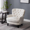 Chesterfield Accent Chairs Buttoned Back Linen Fabric Seats Armchair Single Sofa