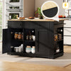 Rolling Kitchen Island Storage Trolley with Drop Leaf Top and 2 Drawers, Black