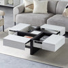 Coffee Table Living Room Table Large Storage with 4 Drawers