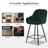 2X Green Velvet Bar Stools Kitchen Breakfast Stool Footrest 65 cm Padded Seat