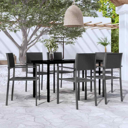 7 Piece Garden Dining Set Black
