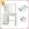 White Dressing Table with Mirror Vanity Makeup Desk & Stool Set With LED Lights