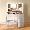 LED Mirror Dressing Table Visual Desktop Vanity Table Desk Stool Set w/ Drawers