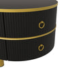 Nest of Tables Set of 2 Hard Glass Coffee Stacking Side End Table 2 Drawer Black