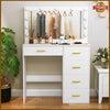 Dressing Table Set Vanity Makeup Desk with Large Mirror 3-Color LED Lights White