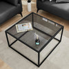 Glass Coffee Table With Storage Rectangle Modern Living Room Furniture Grey