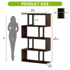5-Tier S-Shaped Bookcase, Freestanding Bookshelf, Brown, 145cm High