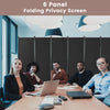 6 Panel Room Divider on Wheels Rolling Privacy Screens Portable Freestanding