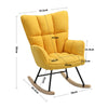 Ergonomic High Back Rocking Chair Linen Patchwork Rocker Armchair Recliner Seat