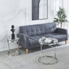Modern Clear Glass Coffee Table Round Side End Table Desk with Chrome Stand Base