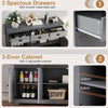 Sideboard Storage Cabinet Kitchen Cupboard 2 Door 3 Drawer Adjustable Shelf Grey