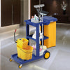 3 Tier Cleaning Trolley On Wheels Janitorial Storage Cart with Organizer Bins