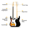 Glarry Electric GP Bass Guitar 4 String Set with Bag Strap Cable Full Kit NEW