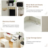 Dressing Table With Sliding LED Mirror Hidden Storage& Stool 3 Drawers Shelves