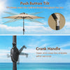 Garden Table Umbrella Outdoor Heavy Duty Market Umbrella w/ LED Lights-Beige