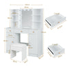 Dressing Table Stool Set with 10 LED Lights Mirror 3 Drawers Vanity Desk Storage